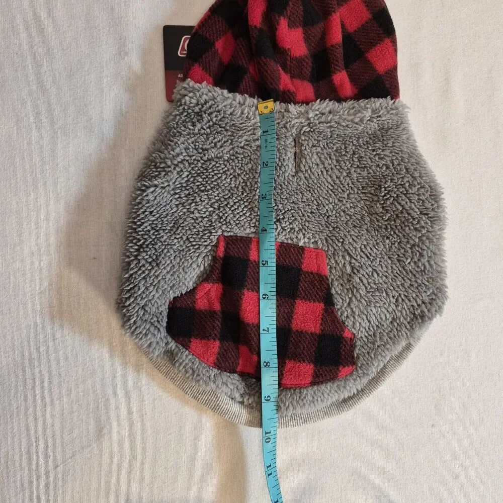 Coleman Pet Plush Jacket Size S Fleece Lined Red Buffalo Check Gray